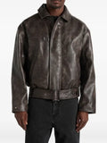 Manière De Voir Ezra in brown leather belted bomber jacket