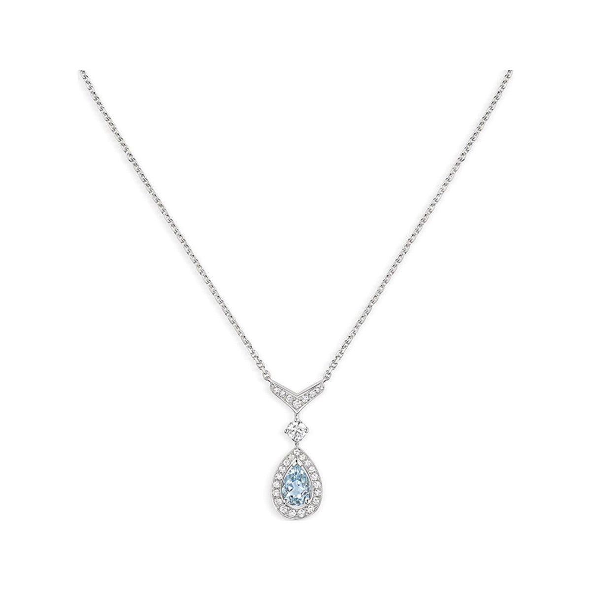 CHAUMET JOSEPHINE TURQUOISE LIGHT SILVER DIAMOND NECKLACE