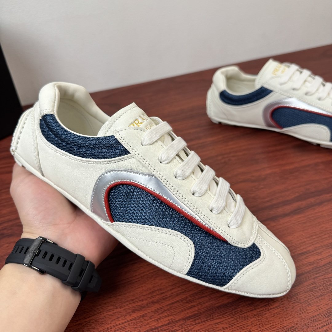 Prada Mesh Panel Low-Top Sneakers - Rubber Sole